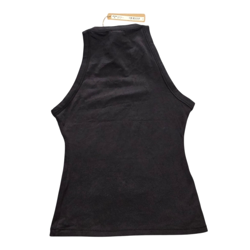 Skims Cotton Jersey High Neck Tank Top Shirt Soot Black XSmall NWT - Picture 2 of 3